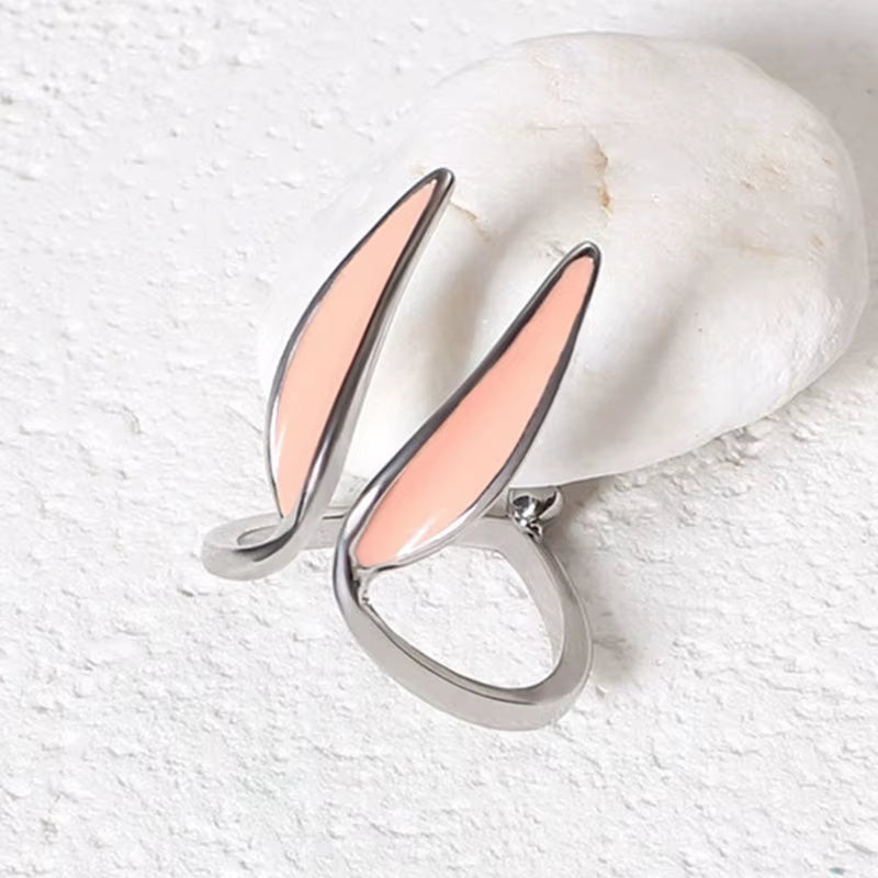 Minimal rabbit ear silver ring
